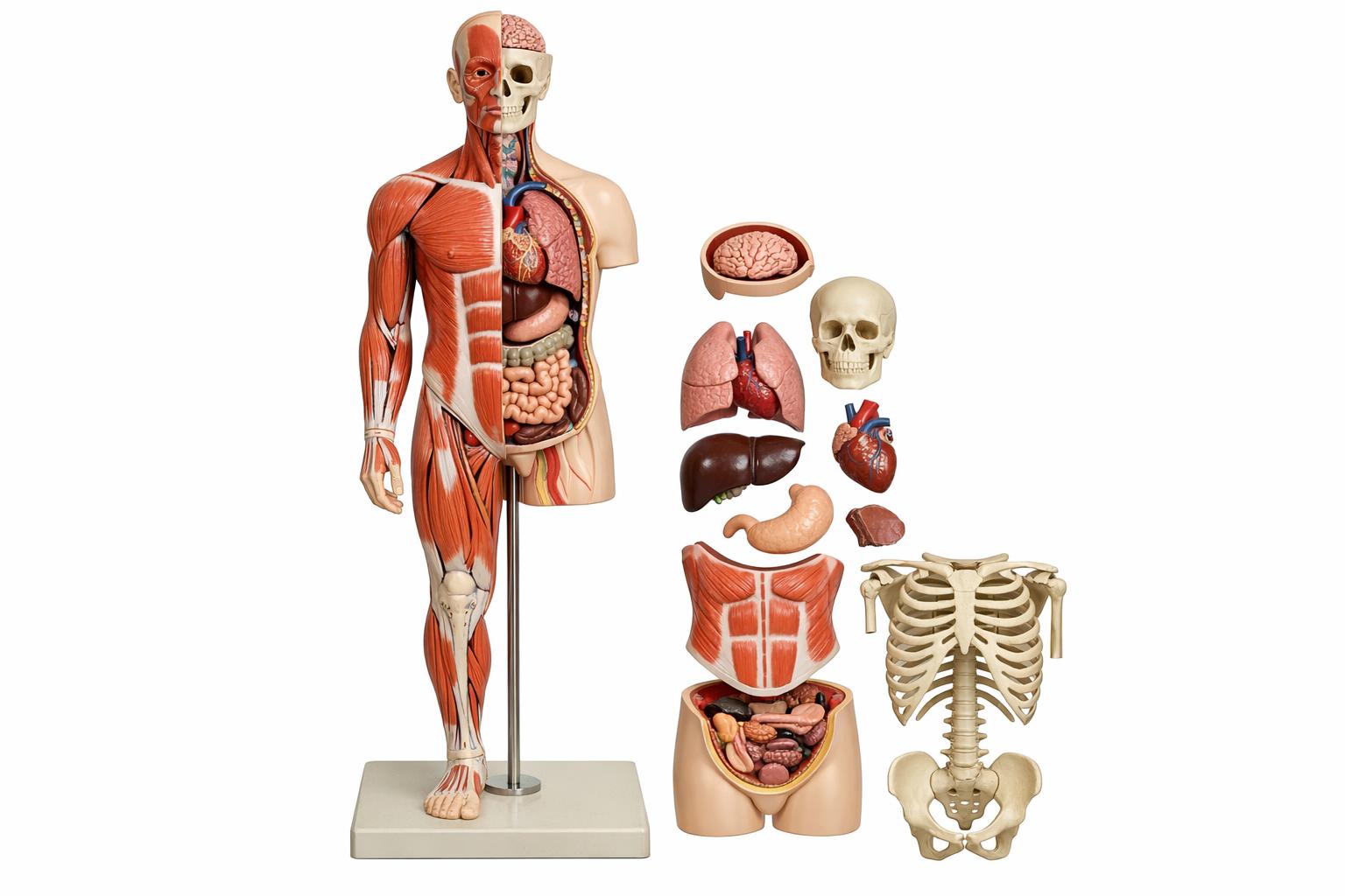 Tradycyjny model anatomiczny człowieka z możliwością demontażu warstw