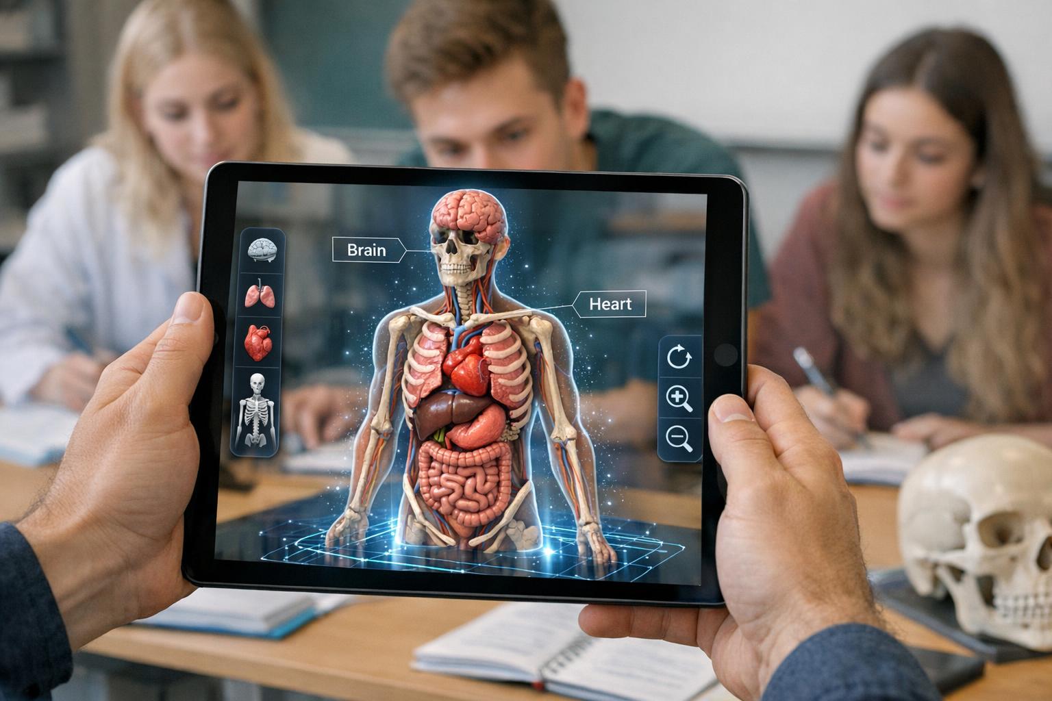 Interaktywny model anatomiczny w technologii AR na tablecie podczas zajęć